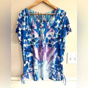 Lane Bryant sequin embellished multi colored short sleeve blouse Size 14/16